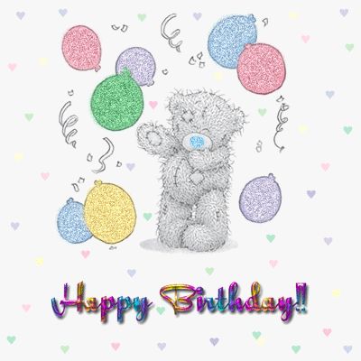 Happy Birthday bear with balloons