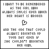 I Want To Be Remebered As The Girl Who Always Smiles Even When Her Heart Is Broken