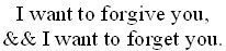 I Want To Forgive You, I Want To Forget You.