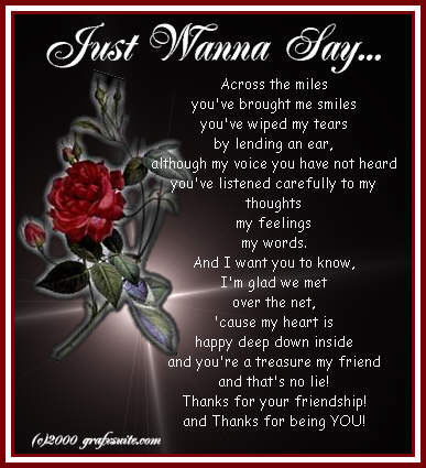 Thanks For Your Friendship And Thanks For Being You