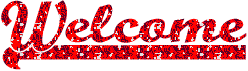 Welcome Red Glitter Underlined