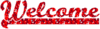 Welcome Red Glitter Underlined