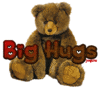 Big Hugs, brown glitter text