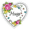 Hugs white heart, pink rose
