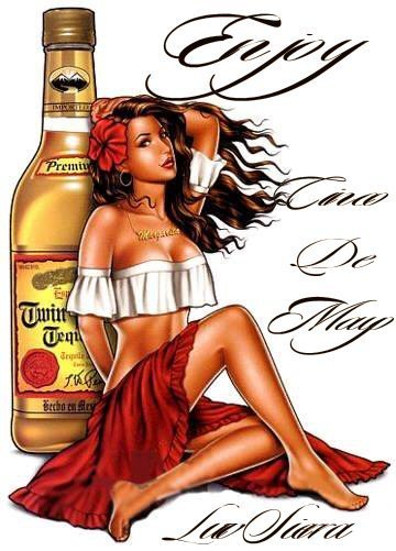 Enjoy Cinco De Mayo Girl With Tequila Bottle