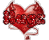 Hugs, Red Glitter Text, Red Heart