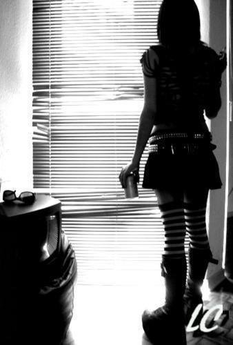 emo girl, dark room