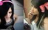 emo girls pink bow