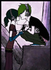 emo couple listening music
