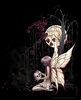 girl plays with skull