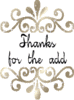 thanks for the add, glitter silver, black text