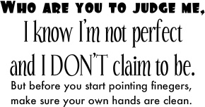who are you to judge me, i know i'm not perfect and i don't claim to be