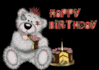 HAPPY BIRTHDAY , BLACK BACKGROUND, CANDLE, RED TEXT