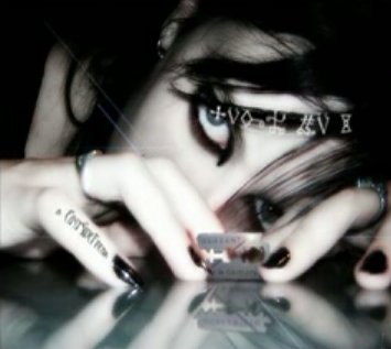 emo girl, black background