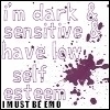 I'M DARK & SENSITIVE& HAVE LOW SELF ESTEEM I MUST BE EMO, EMO SONG