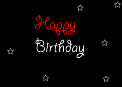 happy birthday, red, white text