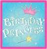 birthday princess, pink, blue background