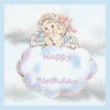 HAPPY BIRTHDAY, light blue background