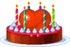 birthday cake, red heart
