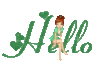 hello, green glitter text