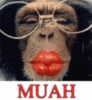 monkey red lips muah