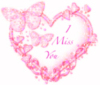 I miss you, pink heart, butterflies