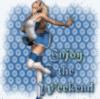 weekend, blue background